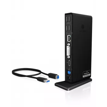 ICY BOX IB-DK2241AC belaidis USB 3.2 Gen 1 (3.1 Gen 1) Type-A dokas juodas