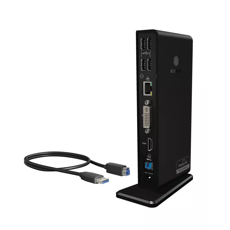 ICY BOX IB-DK2241AC belaidis USB 3.2 Gen 1 (3.1 Gen 1) Type-A dokas juodas
