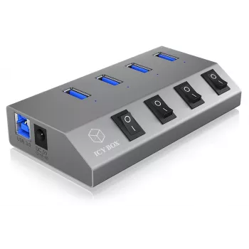 ICY BOX IB-HUB1405 USB 3.2 Gen 1 (3.1 Gen 1) Type-B 5000 Mbit/s Antracitinis
