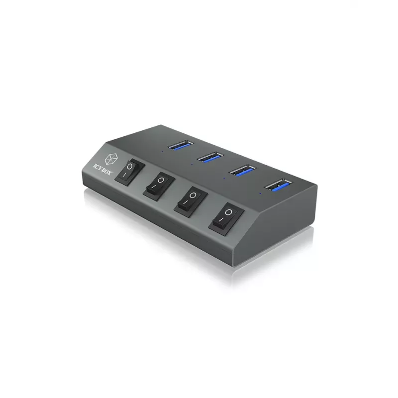 ICY BOX IB-HUB1405 USB 3.2 Gen 1 (3.1 Gen 1) Type-B 5000 Mbit/s Antracitinis