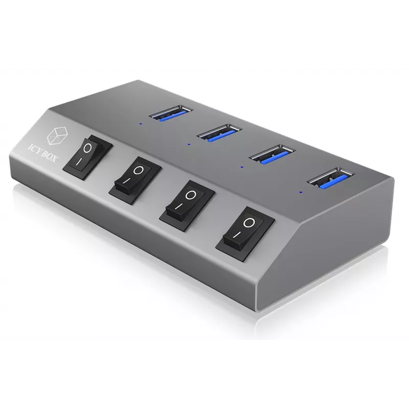 ICY BOX IB-HUB1405 USB 3.2 Gen 1 (3.1 Gen 1) Type-B 5000 Mbit/s Antracitinis