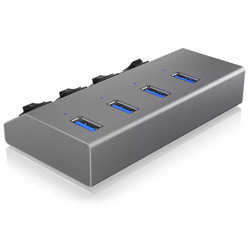 ICY BOX IB-HUB1405 USB 3.2 Gen 1 (3.1 Gen 1) Type-B 5000 Mbit/s Antracitinis