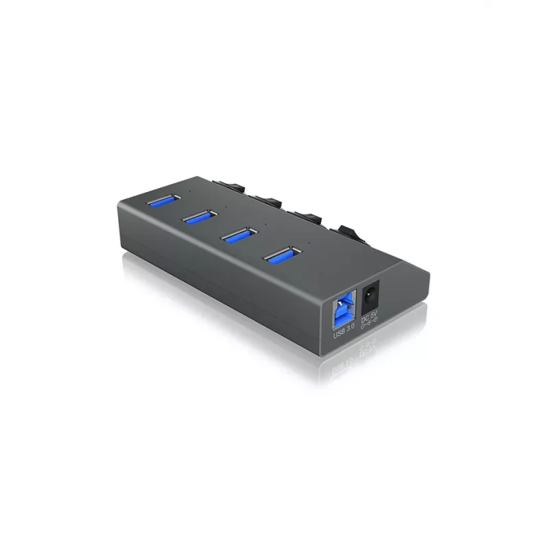 ICY BOX IB-HUB1405 USB 3.2 Gen 1 (3.1 Gen 1) Type-B 5000 Mbit/s Antracitinis