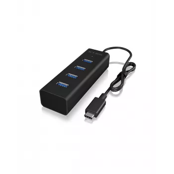 ICY BOX IB-HUB1409-C3 USB 3.2 Gen 1 tipo C 4 prievadų USB-A šakotuvas, 5000 Mbit/s, juodas