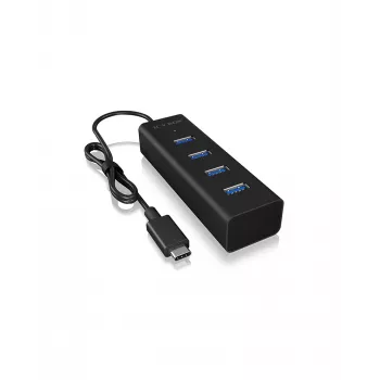ICY BOX IB-HUB1409-C3 USB 3.2 Gen 1 tipo C 4 prievadų USB-A šakotuvas, 5000 Mbit/s, juodas