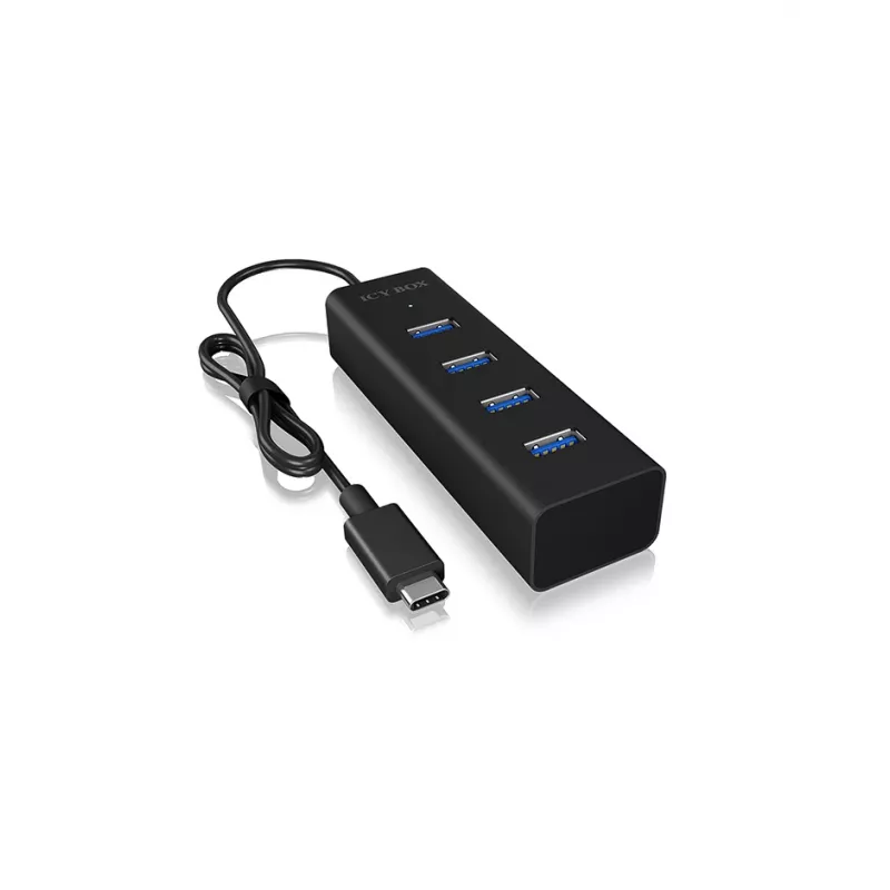 ICY BOX IB-HUB1409-C3 USB 3.2 Gen 1 tipo C 4 prievadų USB-A šakotuvas, 5000 Mbit/s, juodas