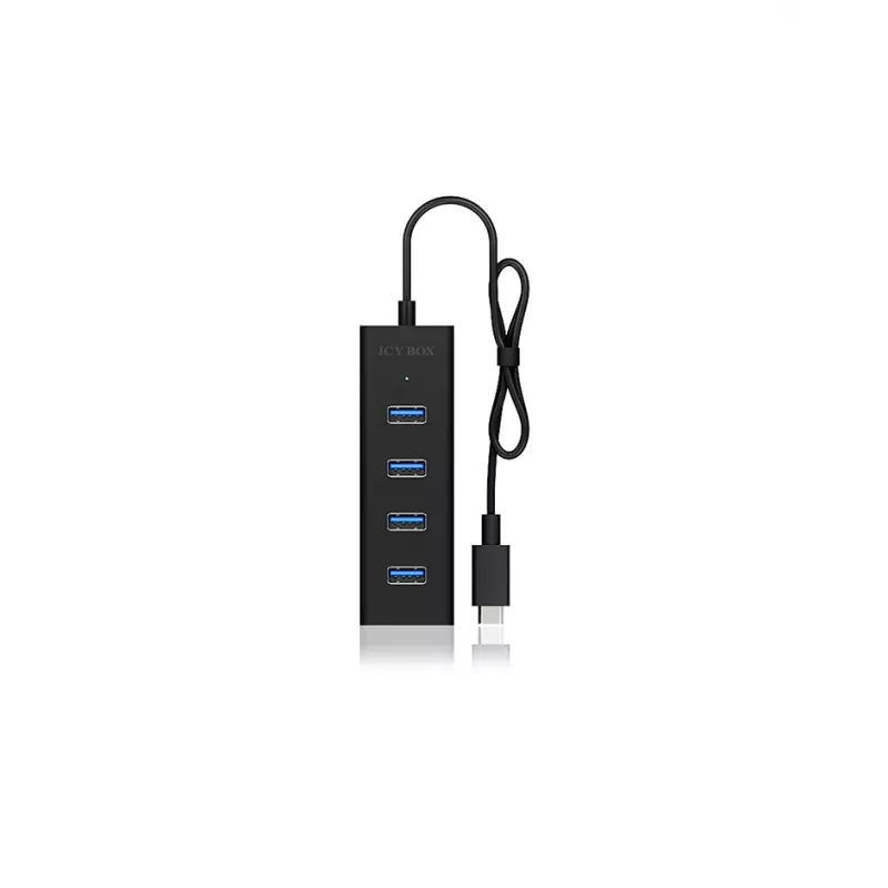 ICY BOX IB-HUB1409-C3 USB 3.2 Gen 1 tipo C 4 prievadų USB-A šakotuvas, 5000 Mbit/s, juodas