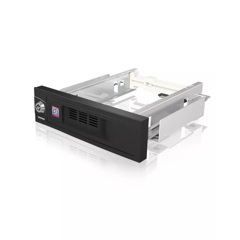 ICY BOX IB-168SK-B išimamas diskų skyrelis be dėklo 3,5″ SATA HDD, 5,25″ (13,3 cm) angai, su užraktu, juodas