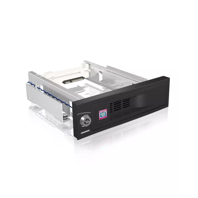 ICY BOX IB-168SK-B išimamas diskų skyrelis be dėklo 3,5″ SATA HDD, 5,25″ (13,3 cm) angai, su užraktu, juodas