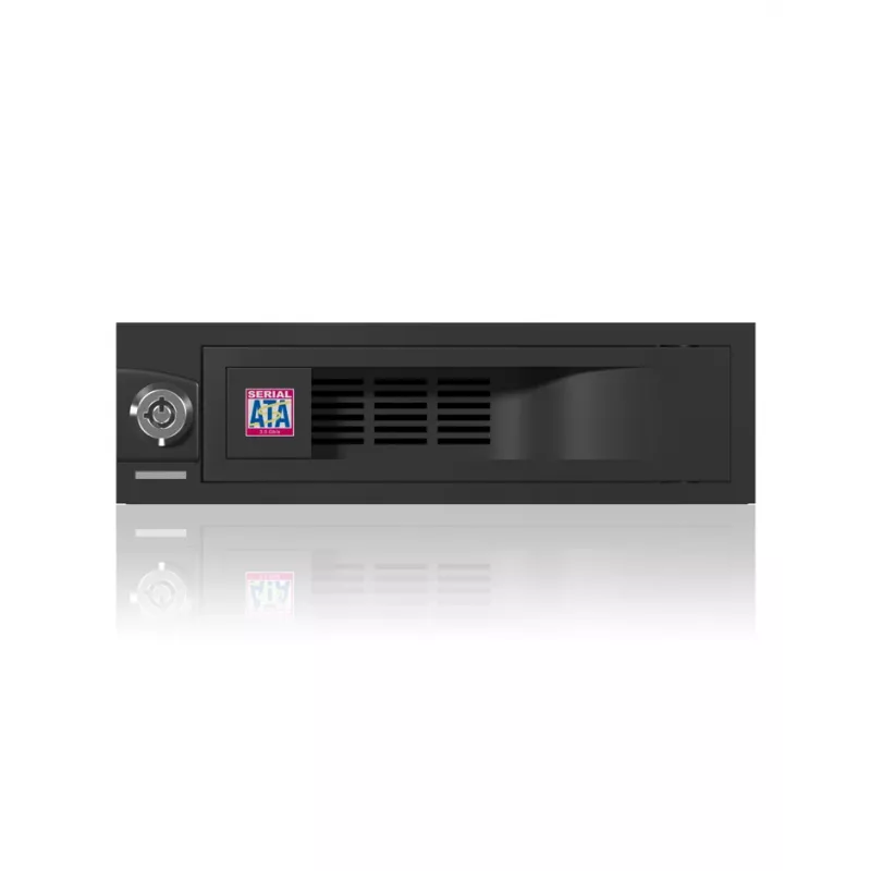 ICY BOX IB-168SK-B išimamas diskų skyrelis be dėklo 3,5″ SATA HDD, 5,25″ (13,3 cm) angai, su užraktu, juodas