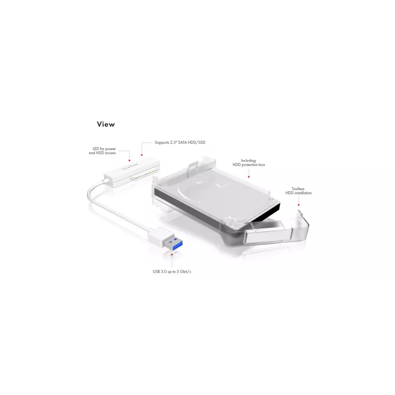 ICY BOX IB-AC703-U3 Išorinis HDD/SSD dėklas Baltas 2.5 colio