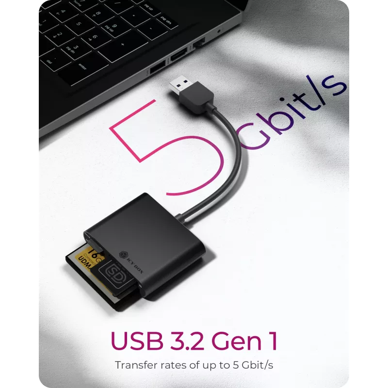 ICY BOX IB-CR301-U3 kortelių skaitytuvas USB 3.2 Gen 1 (3.1 Gen 1) Juodas