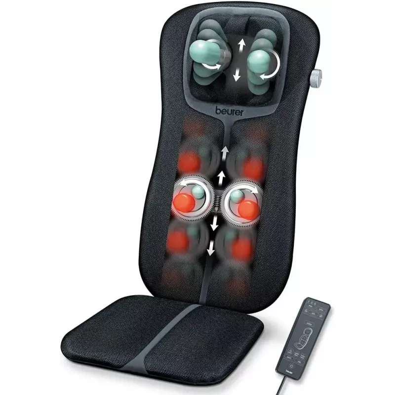 Masažinis užvalkalas sėdynei Beurer MG 254 – shiatsu kaklo ir nugaros masažuoklis su šildymo funkcija, juodas, 5,4 kg