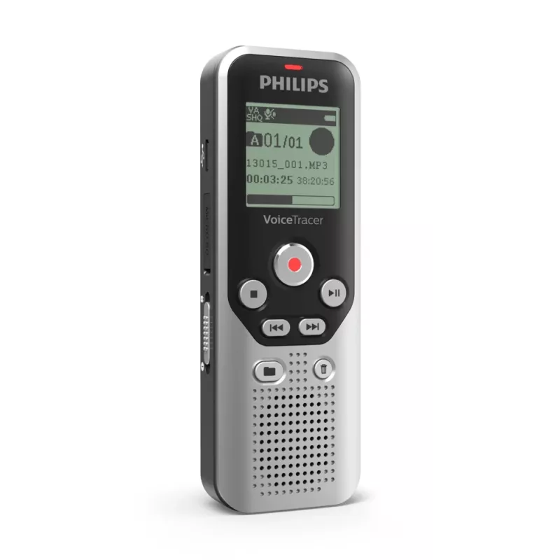 Philips DVT1250 diktofonas su vidine atmintimi ir atminties kortele, juodas, pilkas