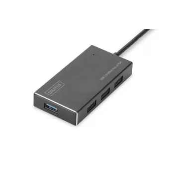 DIGITUS USB 3.0 4 prievadų šakotuvas su 5V/2A maitinimo adapteriu ir aliumininiu korpusu