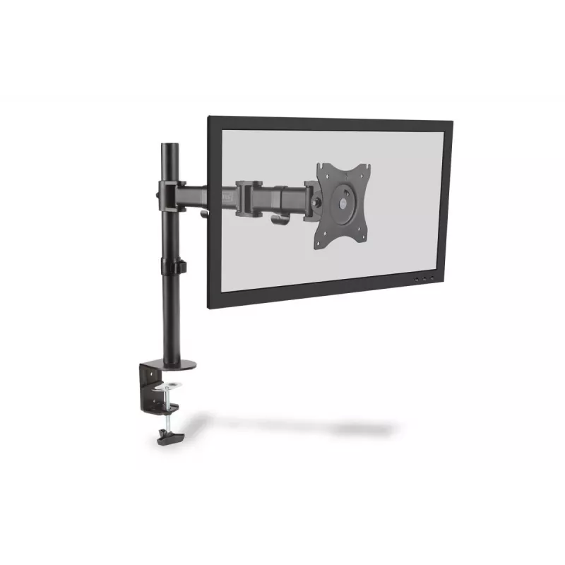 DIGITUS Vieno monitoriaus laikiklis su spaustuku, juodas, 45° pasukimas, 45° pakreipimas, 360° sukimas, 15-27 colių TFT, maks. apkrova 8 kg, VESA iki 100x100
