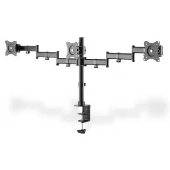 DIGITUS Triple Monitor laikiklis su spaustuku, juodas, 90° sukimas, 45° pakreipimas, 360° rotacija, 15-27 col. TFT, max. apkrova 3x8 kg, VESA max 100x100