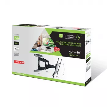 Techly 40-80 Ultra Slim Full Motion LCD TV sieninis laikiklis juodas ICA-PLB 172L