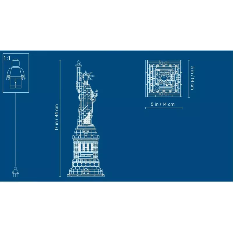 LEGO Architecture Laisvės statula 21042 statybinis rinkinys — 1685 detalės, detalus Laisvės statulos modelis