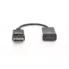 DIGITUS ASSMANN DisplayPort-HDMI adapterio laidas, DP - HDMI A tipo M/F, 20cm su fiksatoriumi, HDMI 2.0, aktyvus, CE, auksuotas, juodas