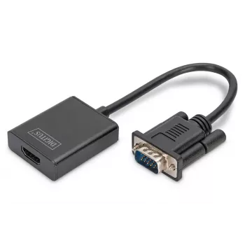 DIGITUS VGA į HDMI keitiklis + garsas (3,5 mm) Full HD (1080p), kabelio tipas 15 cm juodas