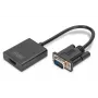 DIGITUS VGA į HDMI keitiklis + garsas (3,5 mm) Full HD (1080p), kabelio tipas 15 cm juodas