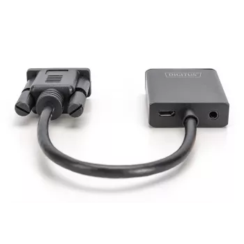 DIGITUS VGA į HDMI keitiklis + garsas (3,5 mm) Full HD (1080p), kabelio tipas 15 cm juodas