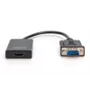 DIGITUS VGA į HDMI keitiklis + garsas (3,5 mm) Full HD (1080p), kabelio tipas 15 cm juodas