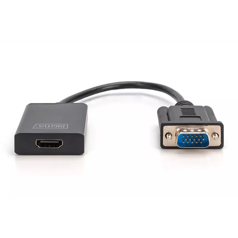 DIGITUS VGA į HDMI keitiklis + garsas (3,5 mm) Full HD (1080p), kabelio tipas 15 cm juodas