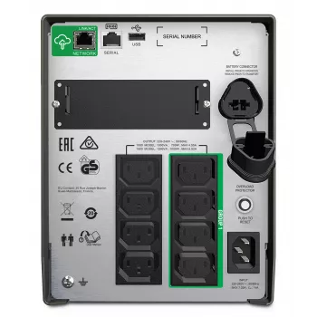 APC Smart-UPS SMT1500IC - 8x C13, USB, SmartConnect, 1500VA, linijinis-interaktyvus, 1.5 kVA, 1000 W, sinusas, 151 V, 302 V