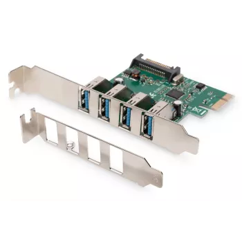 DIGITUS USB 3.0, 4 prievadų, PCI-E papildymo kortelė, 4x A/F išoriniai prievadai, VL805 mikroschemų rinkinys