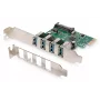DIGITUS USB 3.0, 4 prievadų, PCI-E papildymo kortelė, 4x A/F išoriniai prievadai, VL805 mikroschemų rinkinys