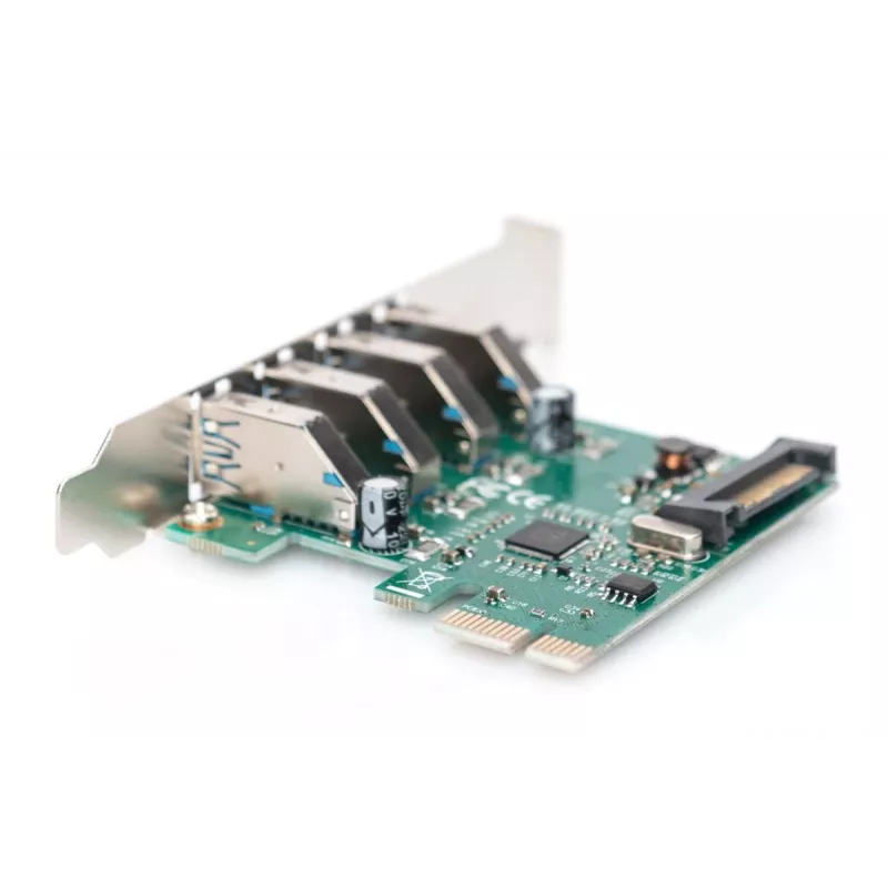 DIGITUS USB 3.0, 4 prievadų, PCI-E papildymo kortelė, 4x A/F išoriniai prievadai, VL805 mikroschemų rinkinys