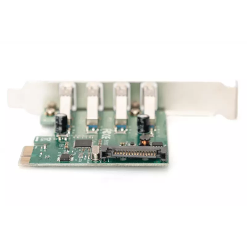 DIGITUS USB 3.0, 4 prievadų, PCI-E papildymo kortelė, 4x A/F išoriniai prievadai, VL805 mikroschemų rinkinys