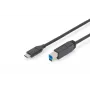 DIGITUS ASSMANN USB Type-C jungiamasis laidas, tipas C į B M/M, 2m 3A, 5Gb/s 3.0 versija juodas