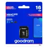 MicroSDHC atminties kortelė GOODRAM 16 GB Class 10 UHS-I (U1), skaitymas 100 MB/s, rašymas 10 MB/s, atspari magnetiniams laukams, su SD adapteriu