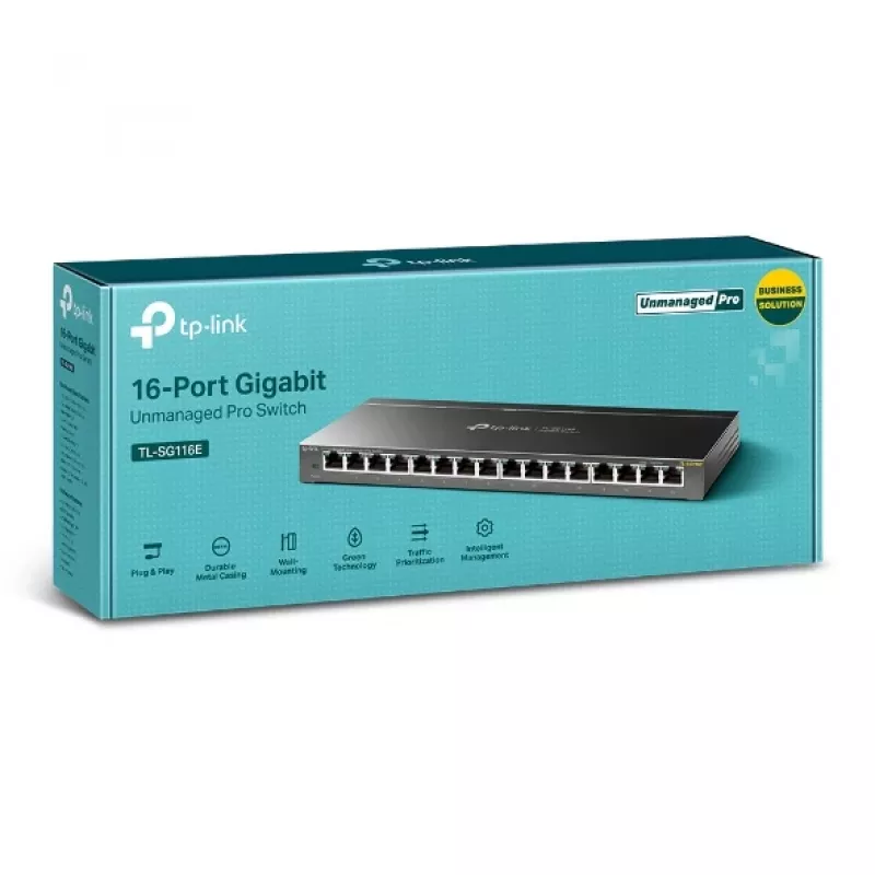 Nevaldomas komutatorius TP-Link TL-SG116E 16 prievadų Gigabit