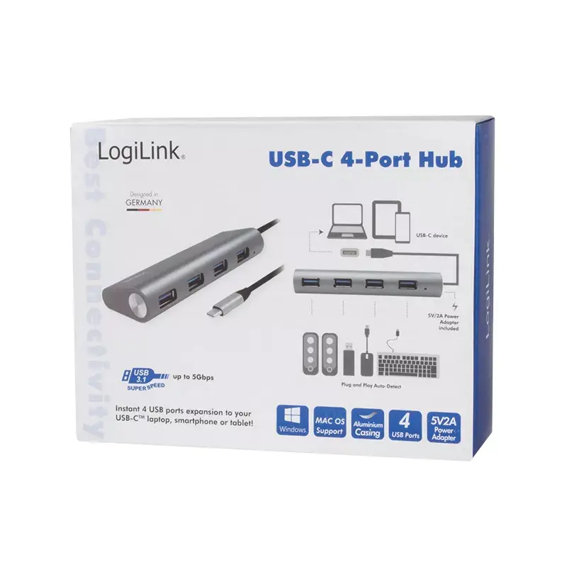 USB 3.2 Gen 1 tipo C šakotuvas LogiLink UA0309