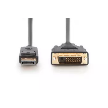 DIGITUS DisplayPort adapterio kabelis, DP - DVI (24+1) M/M, 2 m su fiksatoriumi, DP 1.1a suderinamas, juodas