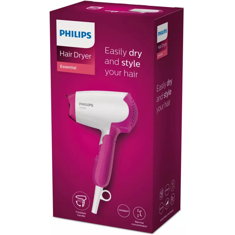 Philips Essential Care BHD003/00 plaukų džiovintuvas 1400 W, rožinė, balta