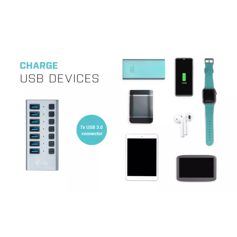 i-tec USB 3.0 įkrovimo stotelė 7 prievadai su 36 W maitinimo adapteriu