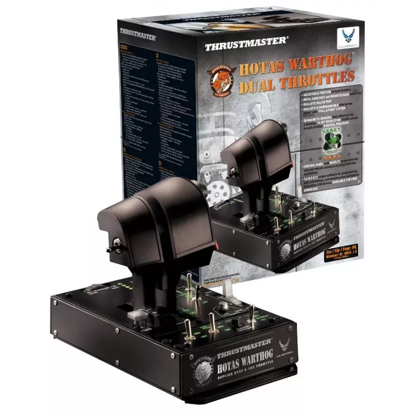 Thrustmaster HOTAS Warthog dvigubi droseliai juodi USB skrydžių simuliatoriui PC