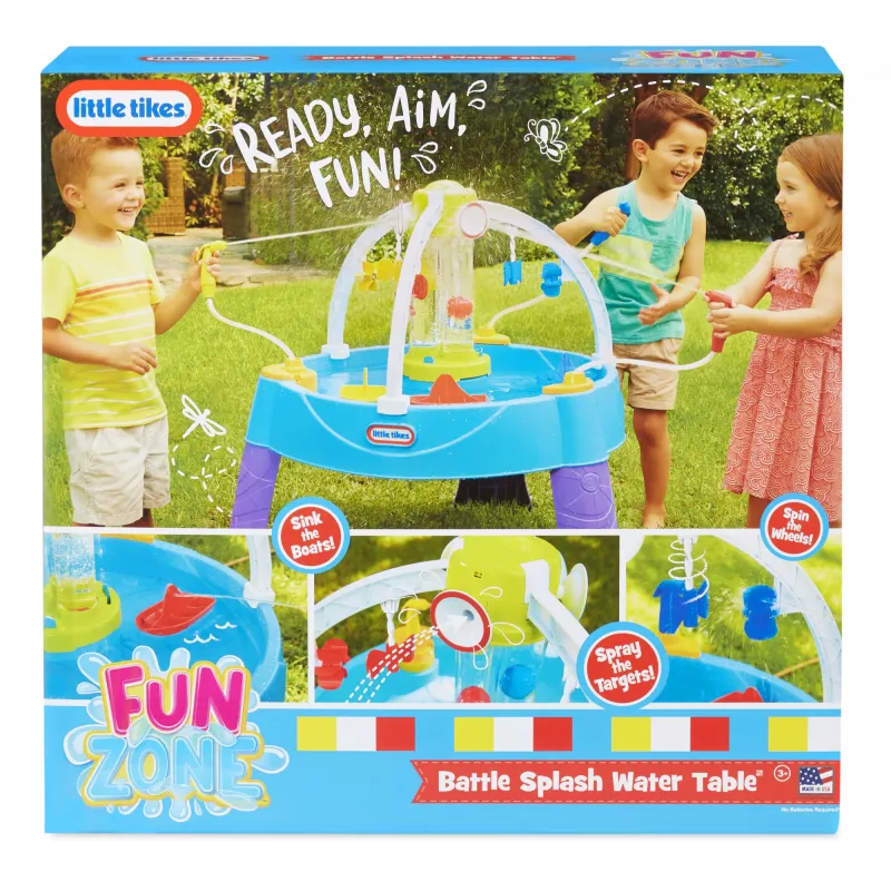 Little Tikes Fun Zone Battle Splash vandens stalas, lauko žaidimams, nuo 3 metų, plastikinis, įvairiaspalvis