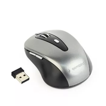 GEMBIRD belaidė optinė pelė MUSW-4B-04-BG - 4 mygtukai, juoda/kosminė pilka
