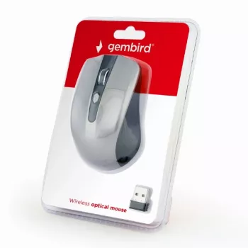 GEMBIRD belaidė optinė pelė MUSW-4B-04-BG - 4 mygtukai, juoda/kosminė pilka