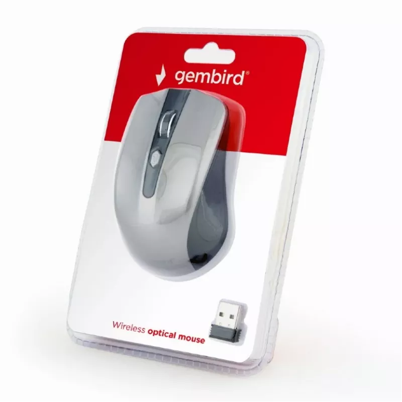 GEMBIRD belaidė optinė pelė MUSW-4B-04-BG - 4 mygtukai, juoda/kosminė pilka