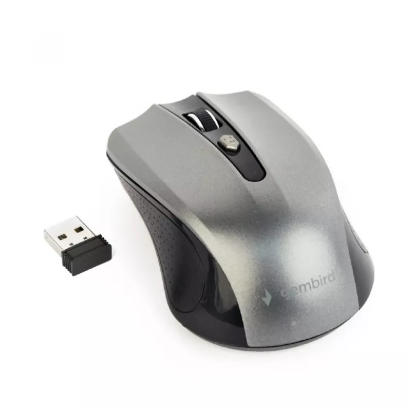 GEMBIRD belaidė optinė pelė MUSW-4B-04-BG - 4 mygtukai, juoda/kosminė pilka
