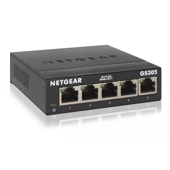 NETGEAR GS305 nevaldomas L2 Gigabit Ethernet (10/100/1000) jungiklis, juodas