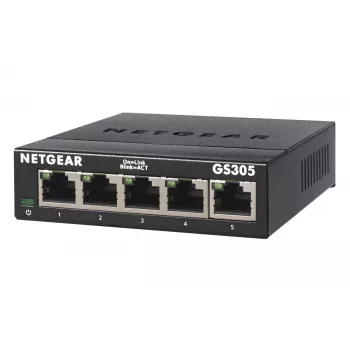 NETGEAR GS305 nevaldomas L2 Gigabit Ethernet (10/100/1000) jungiklis, juodas