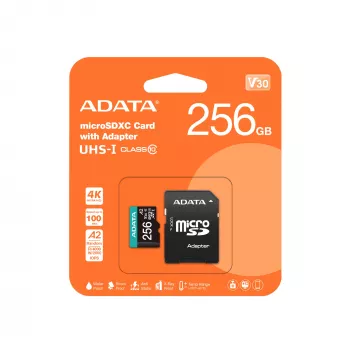 MicroSDXC ADATA Premier Pro 256GB UHS-I modelis AUSDX256GUI3V30SA2-RA1
